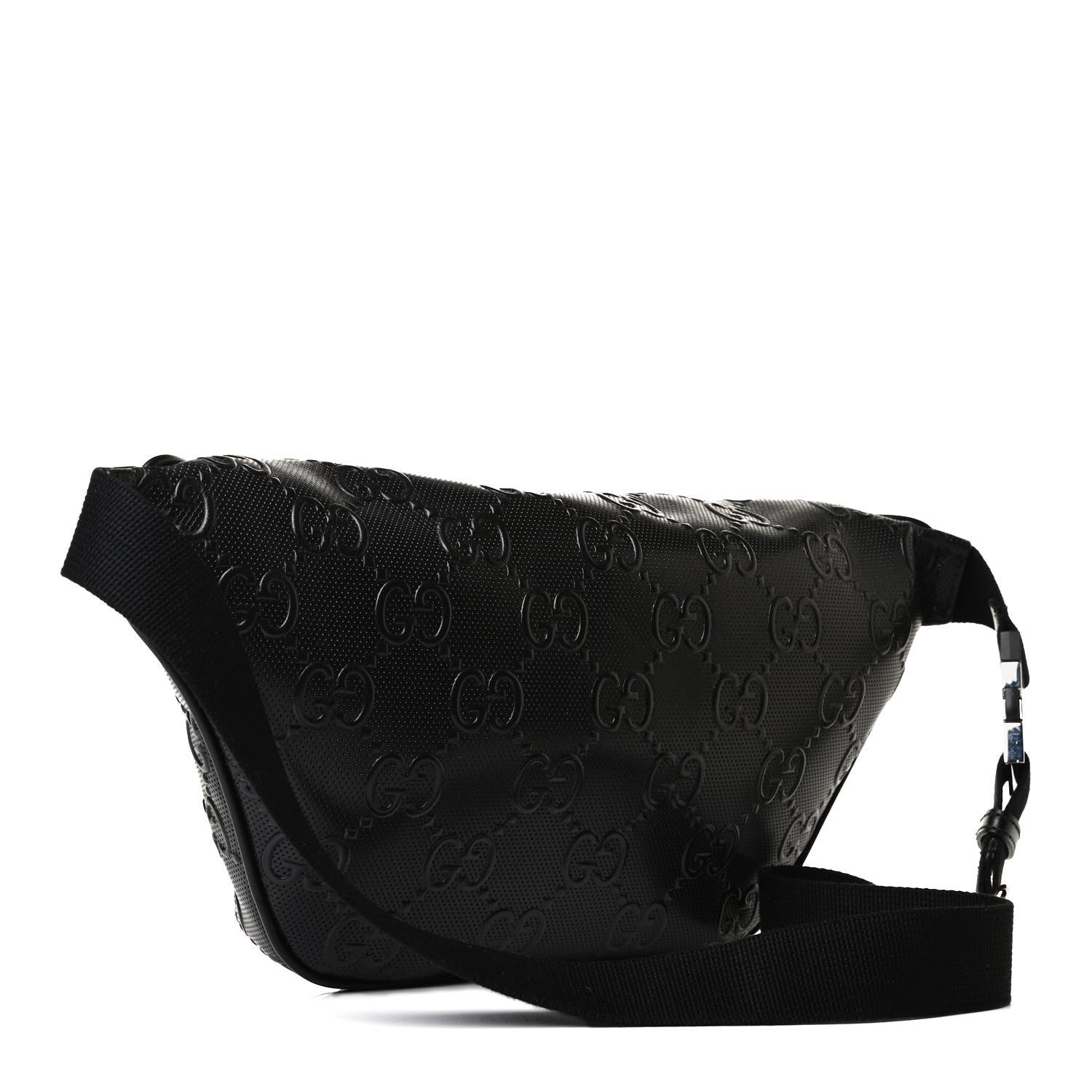 Gucci Calfskin GG Tennis Embossed Pocket Belt Bag Black 3 of 14