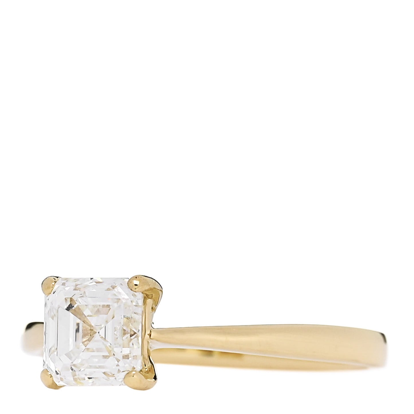 18K Yellow Gold Diamond 1.03ct Square Emerald Cut Engagement Ring  52 6