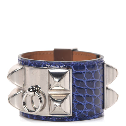 Hermes Shiny Alligator Collier De Chien CDC Bracelet T2 Bleu Electrique 1 of 4