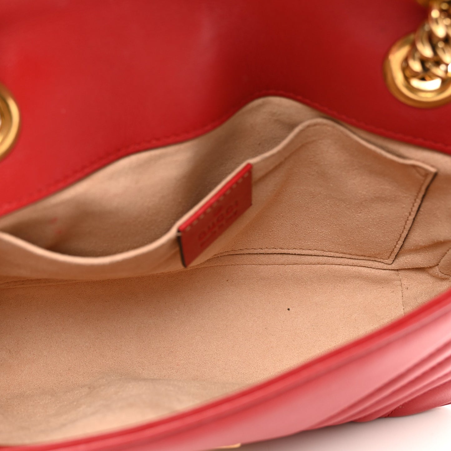 Calfskin Matelasse Mini GG Marmont Shoulder Bag Hibiscus Red