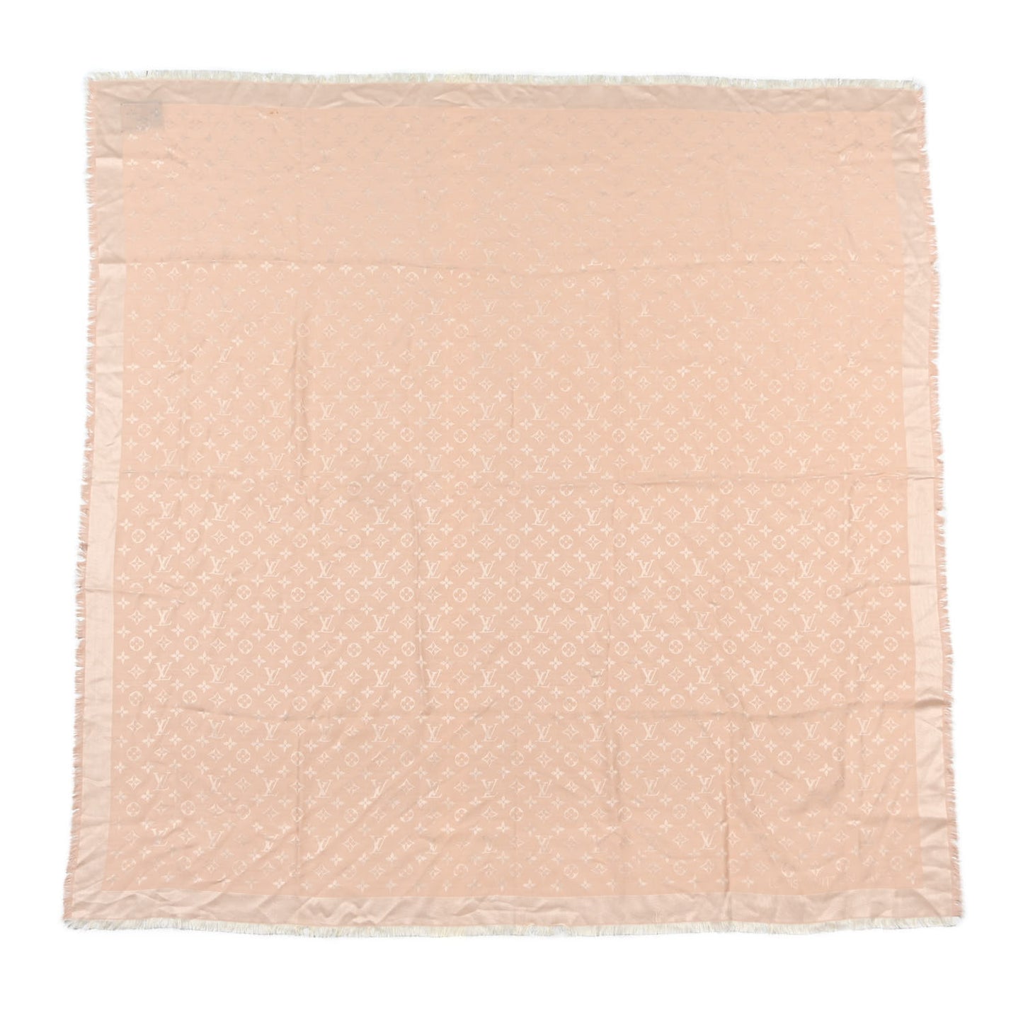 Silk Wool Monogram Shawl Rose