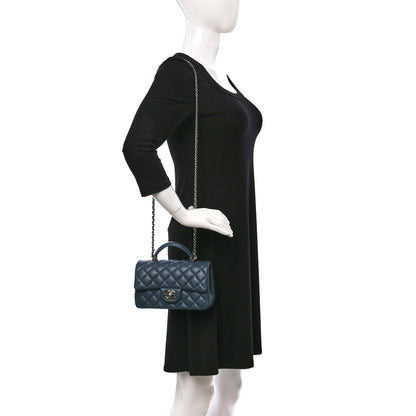 Chanel Lambskin Quilted Mini Top Handle Rectangular Flap Blue 2 of 11