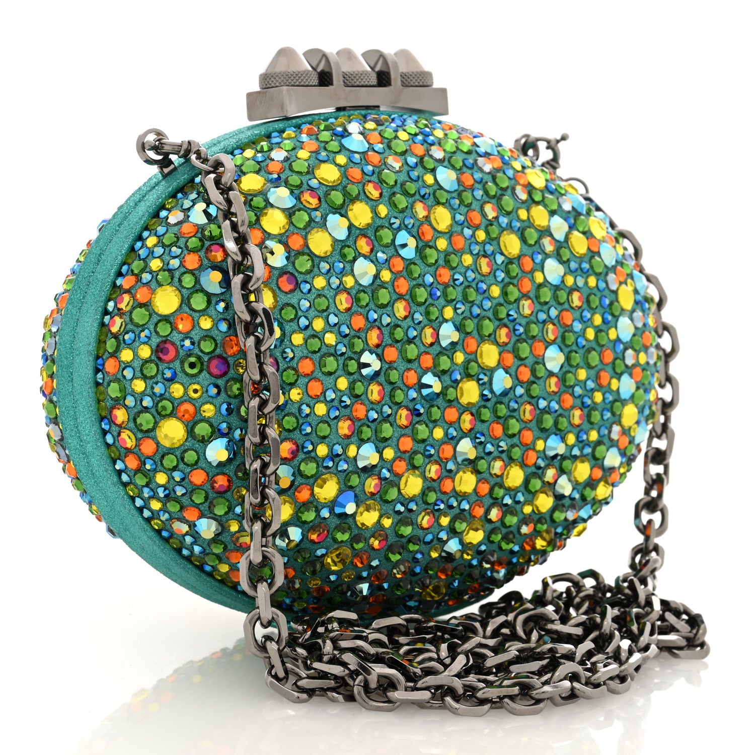 Christian Louboutin Crystal Suede Burma Strass Mina Chain Clutch Multicolor 2 of 9
