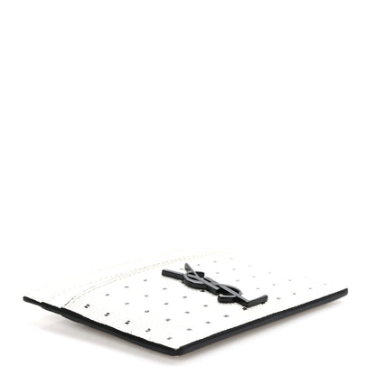 Saint Laurent Grain De Poudre Geo Print Card Case White Black 4 of 10