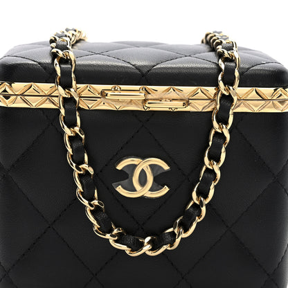 Chanel Metal Lambskin Quilted Small Vanity With Chain Black 9 of 11