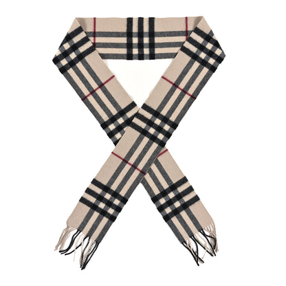 Burberry Cashmere Giant Check Fringe Scarf Ivory 1 of 3