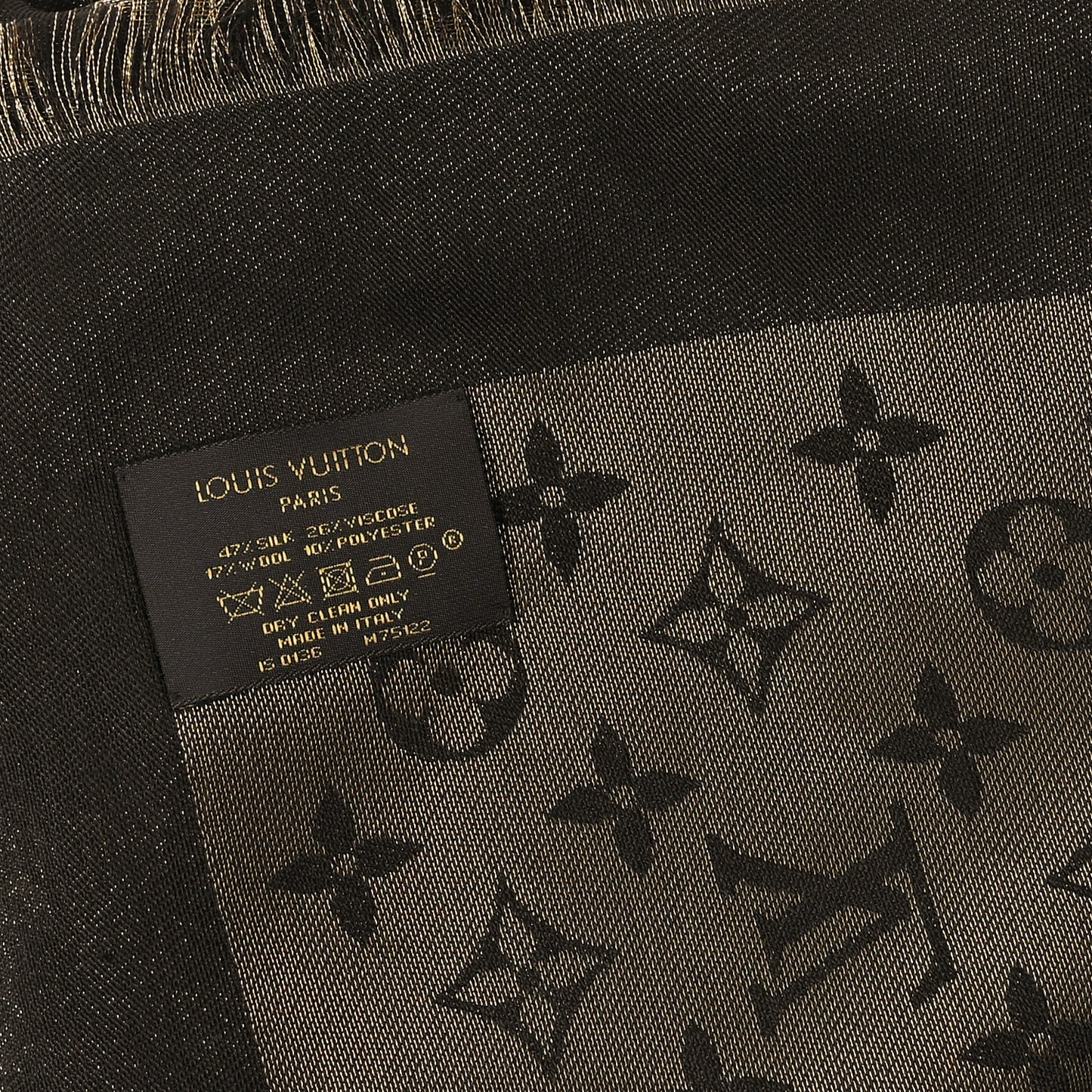Silk Lurex Wool Monogram Shine Shawl Brown