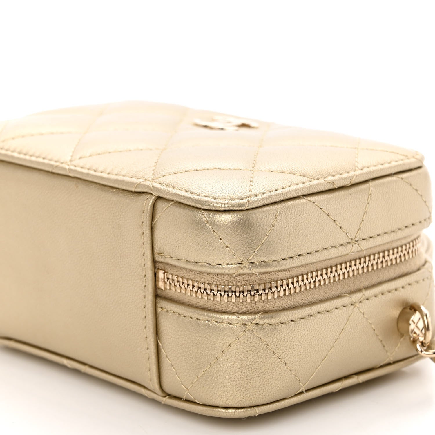 Chanel Metallic Lambskin Quilted Small Top Handle Vanity Case Gold 11 of 11