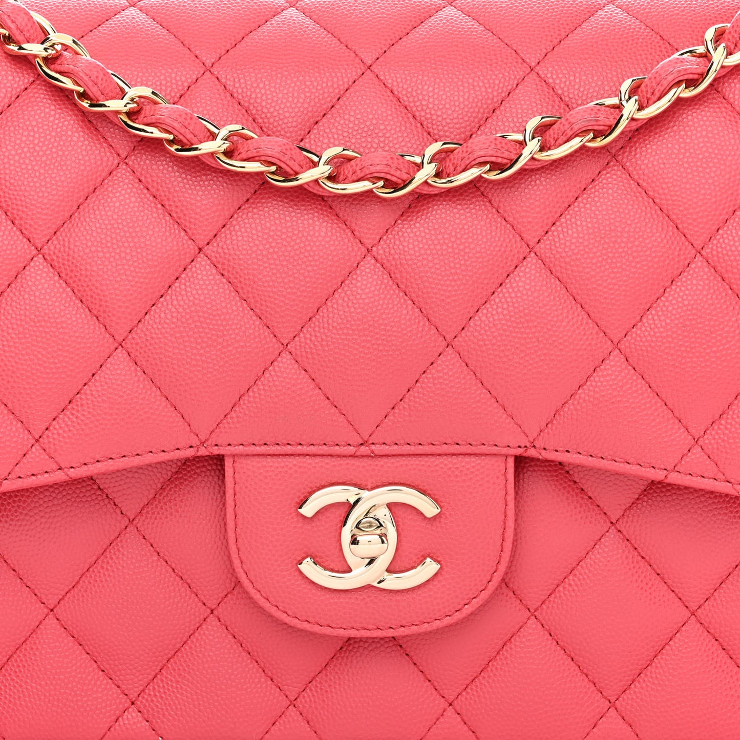 Caviar Quilted Jumbo Double Flap Dark Pink