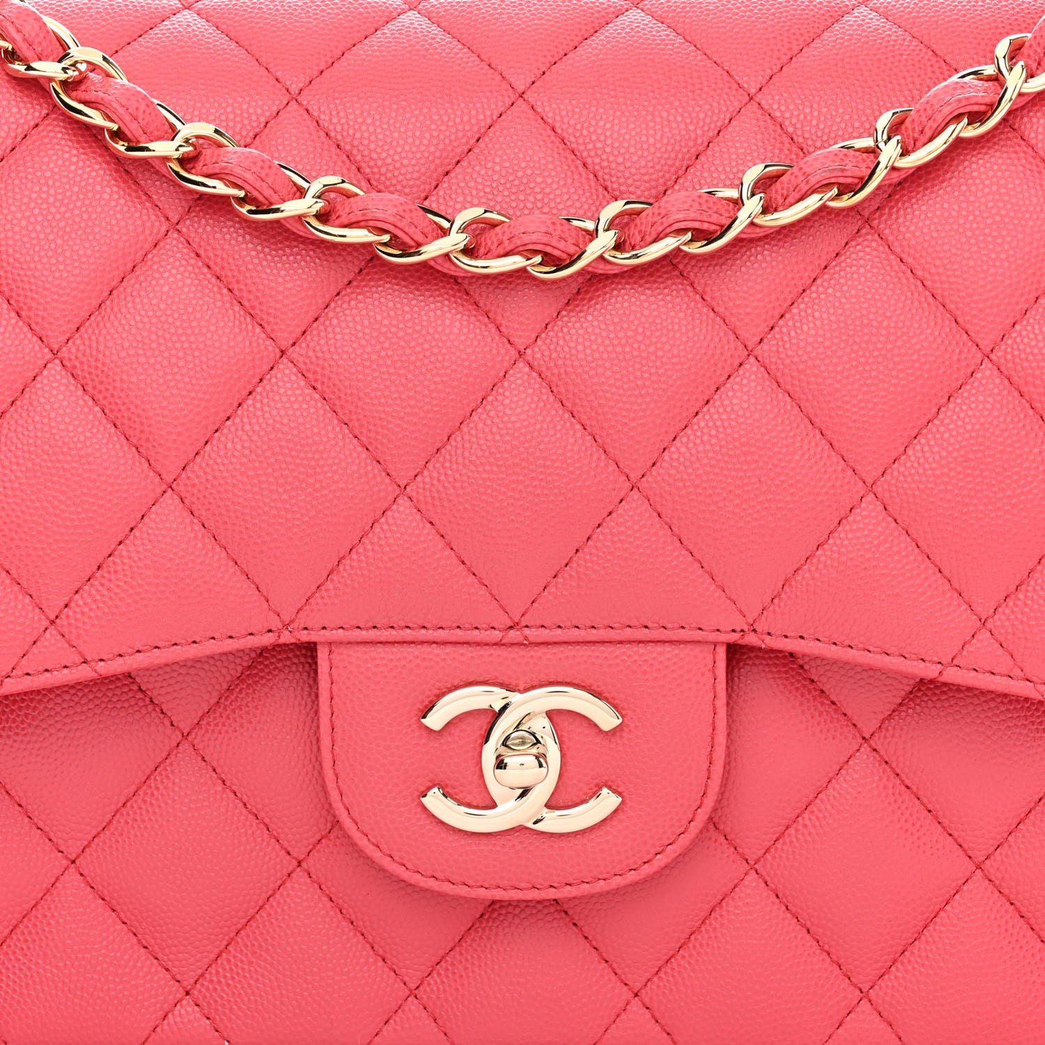 Chanel Caviar Quilted Jumbo Double Flap Dark Pink 8 of 11