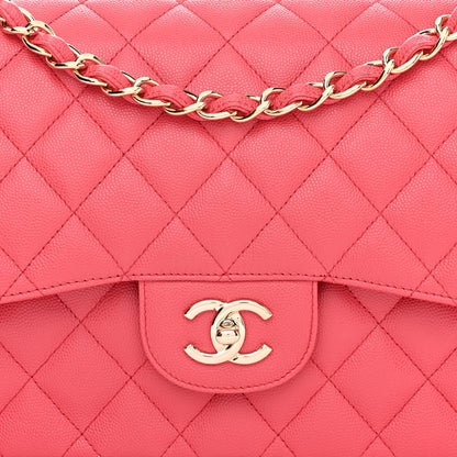 Chanel Caviar Quilted Jumbo Double Flap Dark Pink 8 of 11