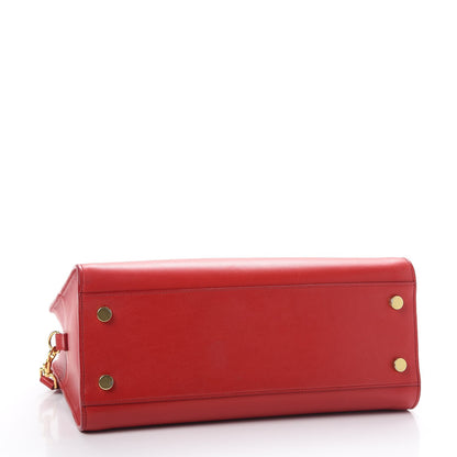 Saint Laurent Calfskin Small Monogram Cabas Lipstick Red 5 of 12