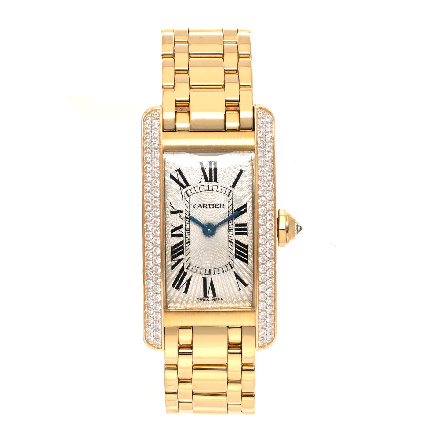 18K Yellow Gold Diamond 19mm Tank Americaine Quartz Watch