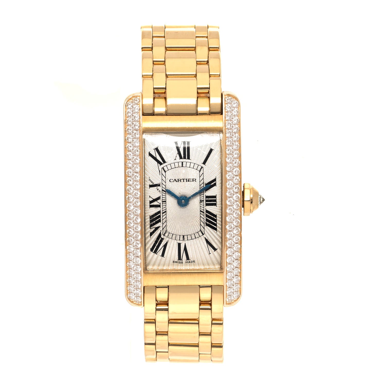 Cartier 18K Yellow Gold Diamond 19mm Tank Americaine Quartz Watch 1 of 4