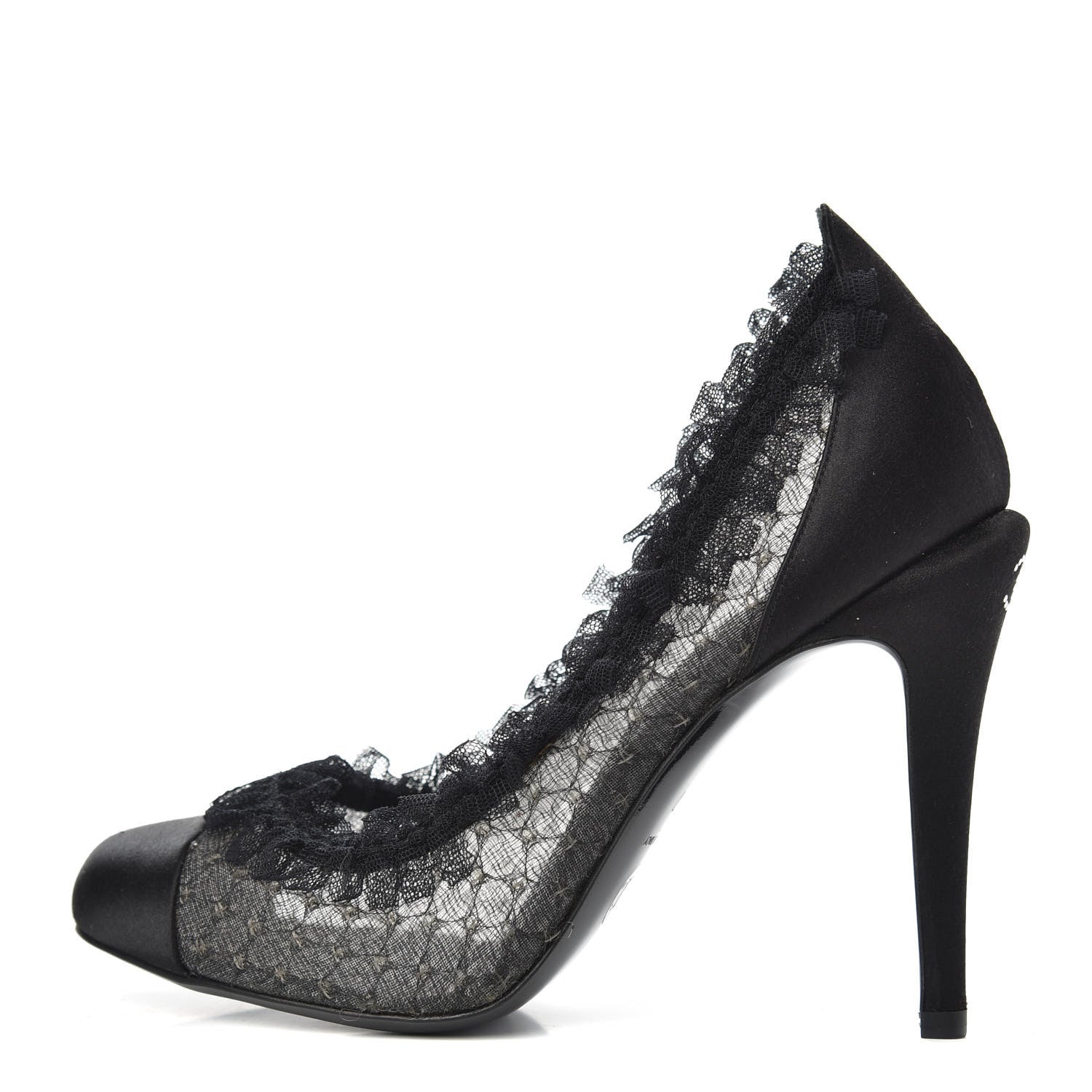 Chanel Mesh Satin CC Pumps 37 Black 1 of 8