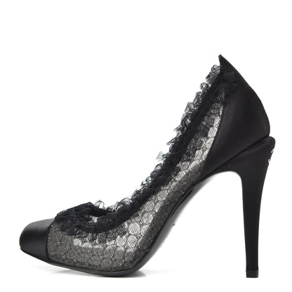 Chanel Mesh Satin CC Pumps 37 Black 1 of 8