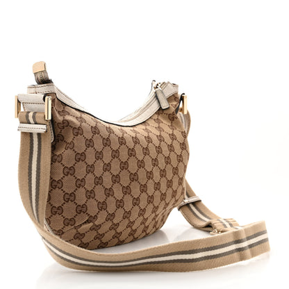 Gucci Monogram Web Medium Half Moon Hobo White 3 of 15