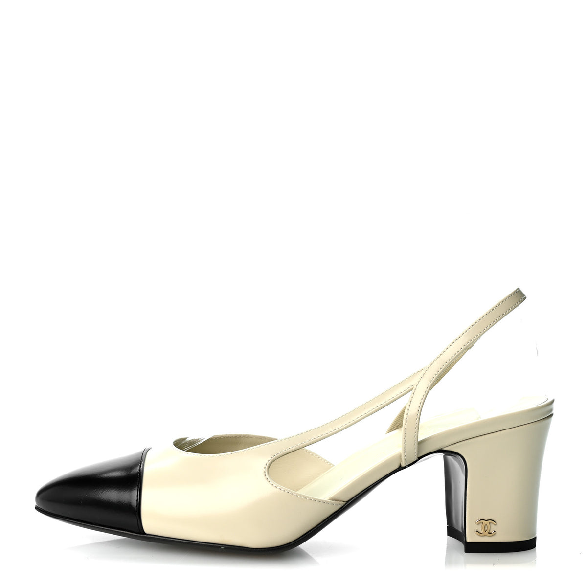 Lambskin Cap Toe CC Slingback Pumps 41 White Black