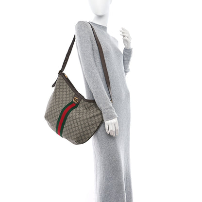 Gucci GG Supreme Monogram Web Ophidia Half Moon Hobo Brown 2 of 9