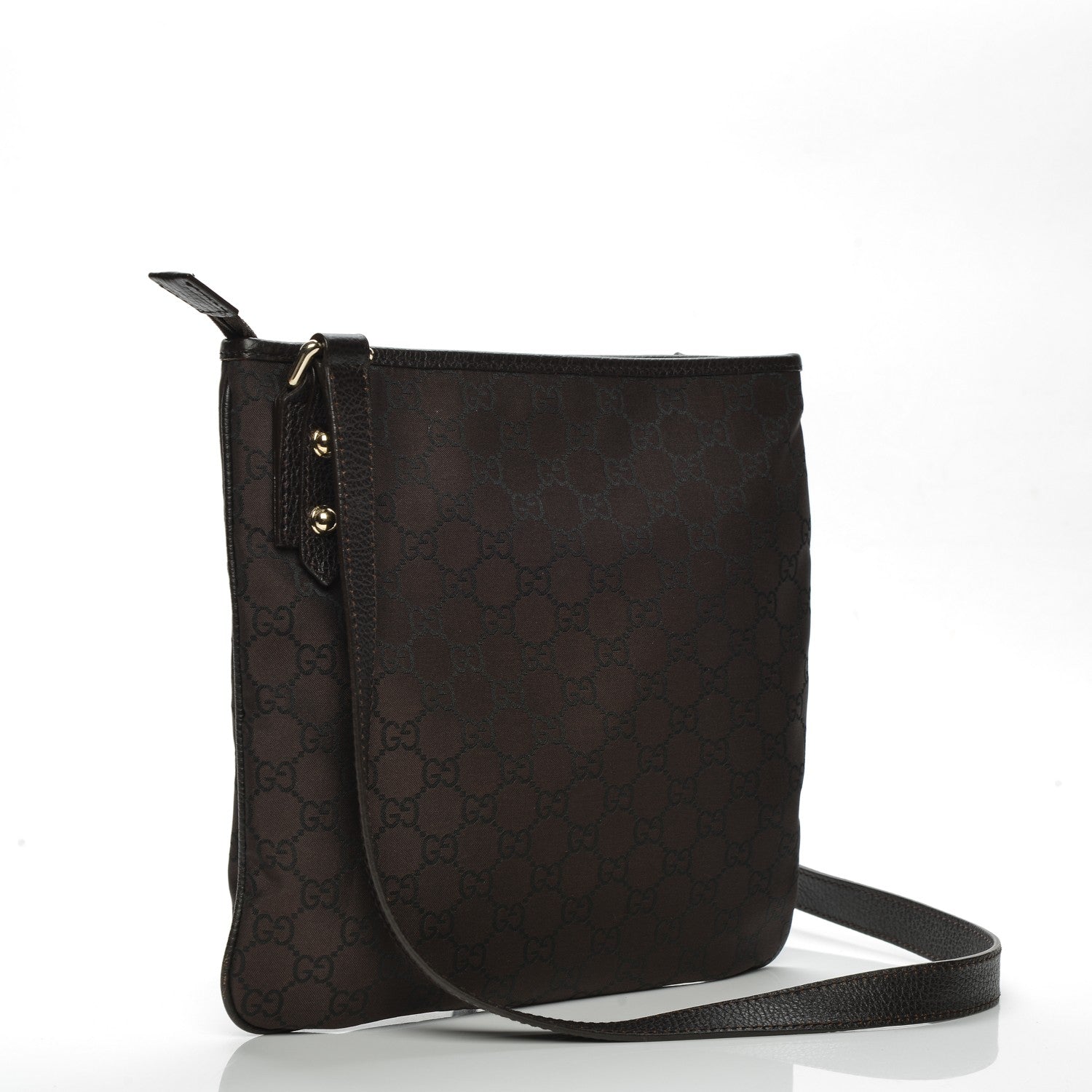 Gucci Nylon Monogram Flat Messenger Bag Brown 3 of 7
