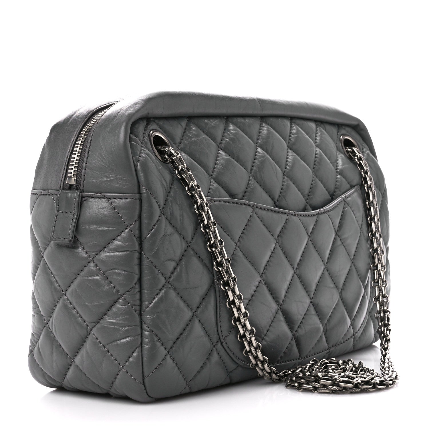 Chanel Aged Calfskin Quilted Medium Reissue Camera Case Grey 3 of 13
