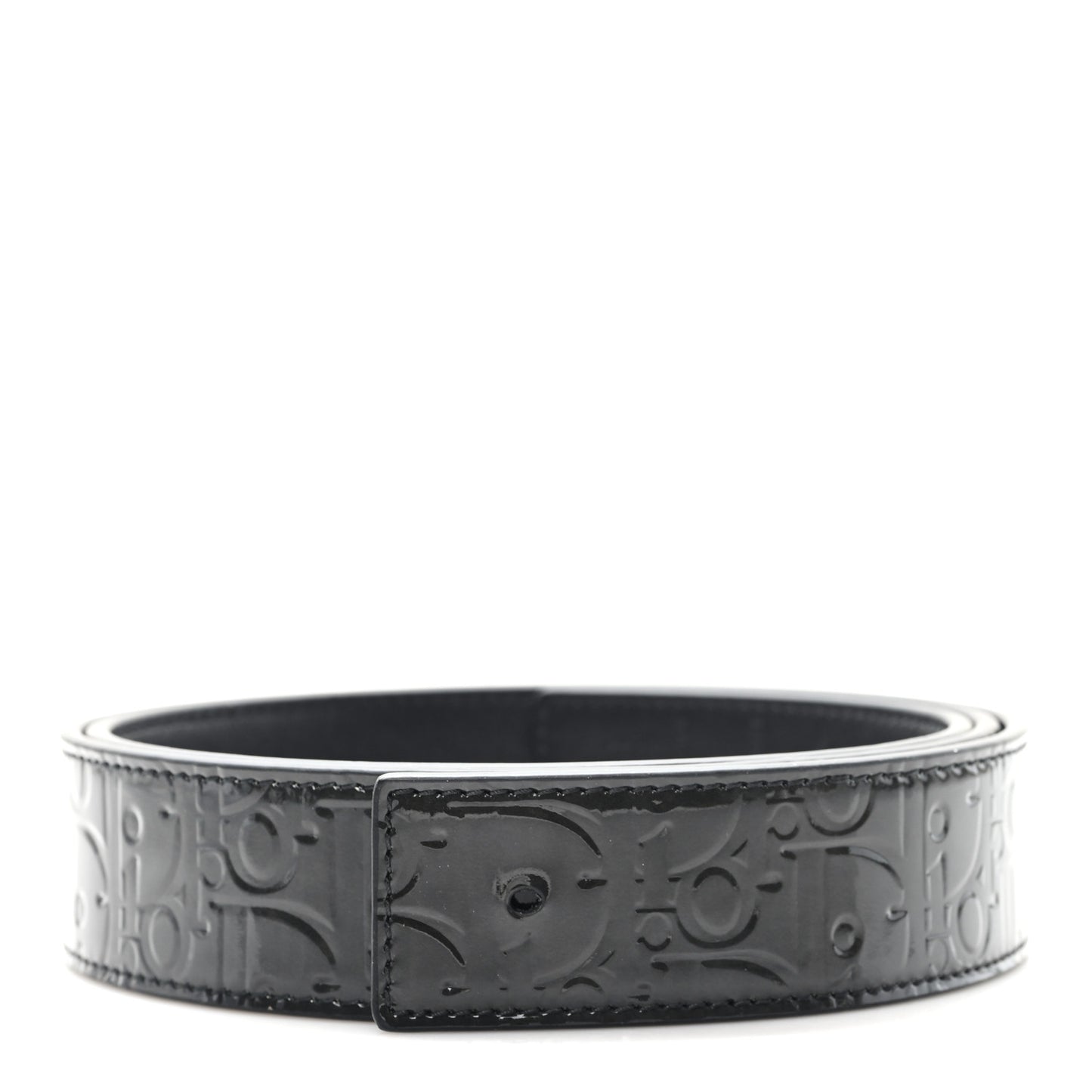 Patent Oblique Embossed Belt 95 38 Black