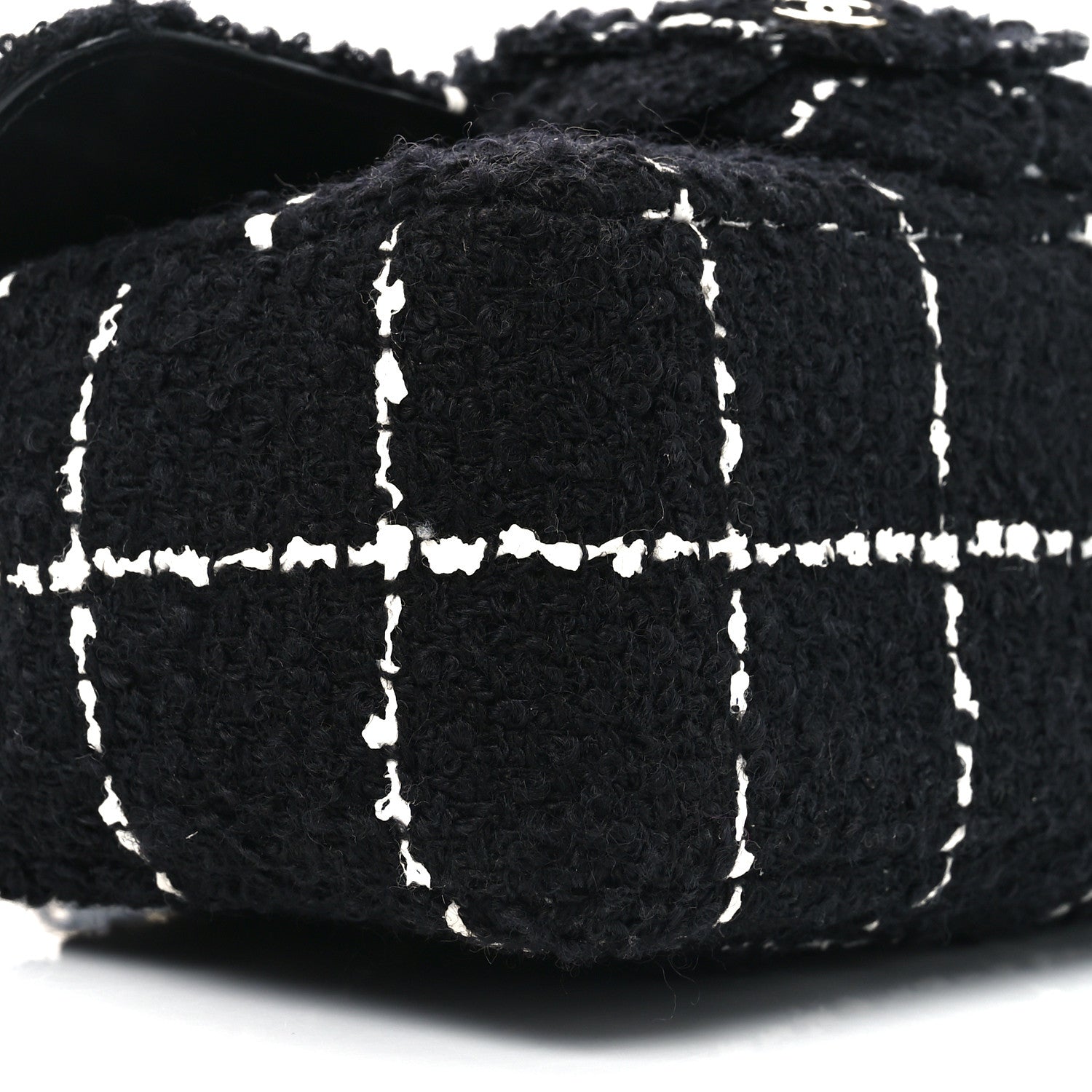 Chanel Tweed Quilted Mini Rectangular Camellia Flap Black White 9 of 10