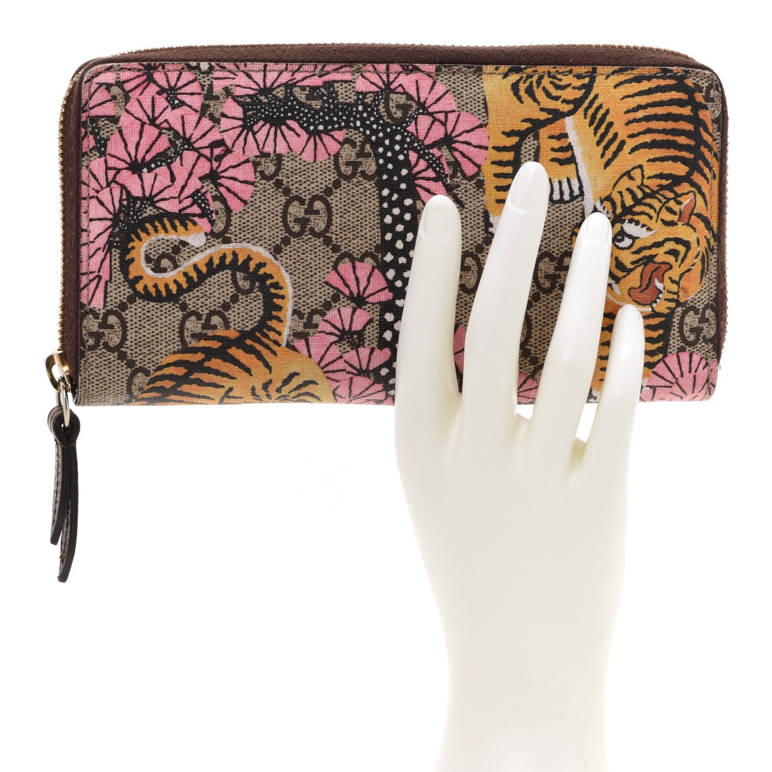 Gucci GG Supreme Monogram Bengal Zip Around Wallet Beige Pink 2 of 12