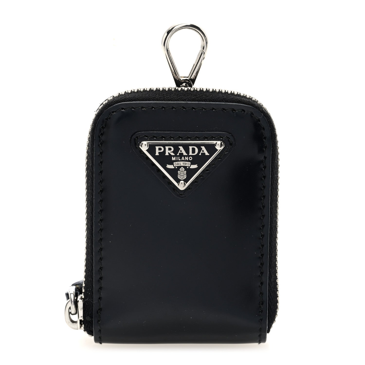 Prada Spazzolato Coin Pouch Bag Charm Black 1 of 6