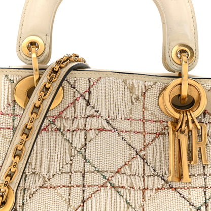 Christian Dior Lambskin Beaded Fringe Mini Lady Dior White 8 of 18