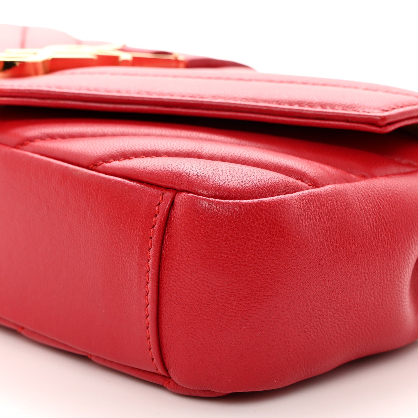 Calfskin Matelasse Chevron Classic Monogram Baby Chain Bag New Red