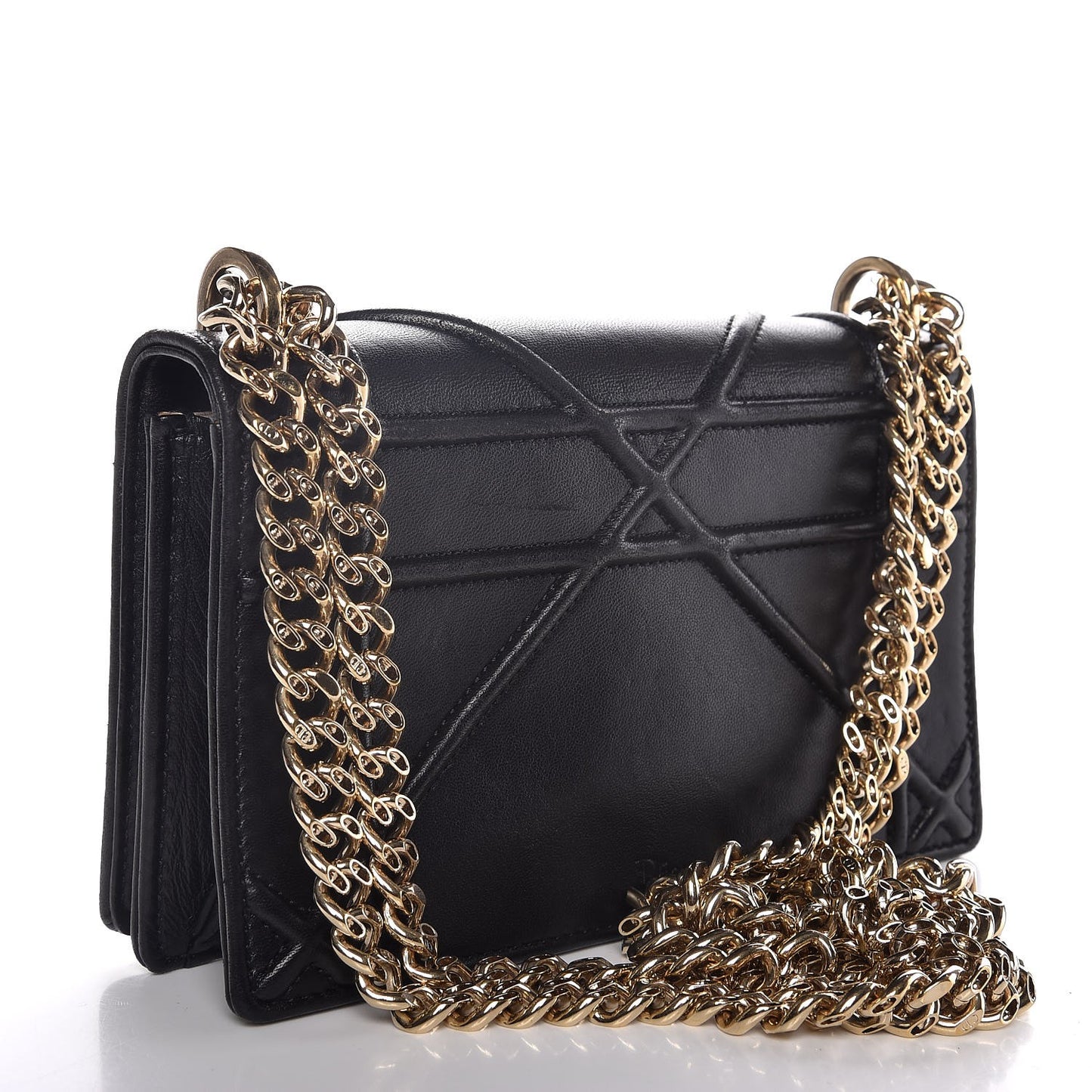 Lambskin Mini Diorama Flap Bag Black