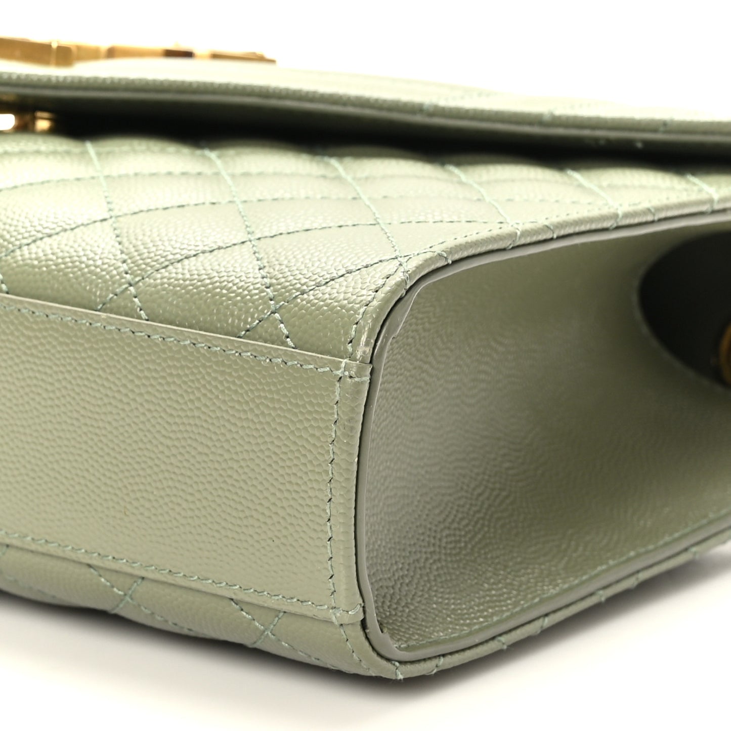 Grain De Poudre Textured Mixed Matelasse Triquilt Medium Monogram Satchel Light Sage