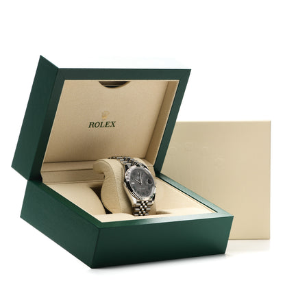 Rolex Stainless Steel 18K White Gold 41mm Oyster Perpetual Wimbledon Datejust Watch Slate 126334 5 of 5