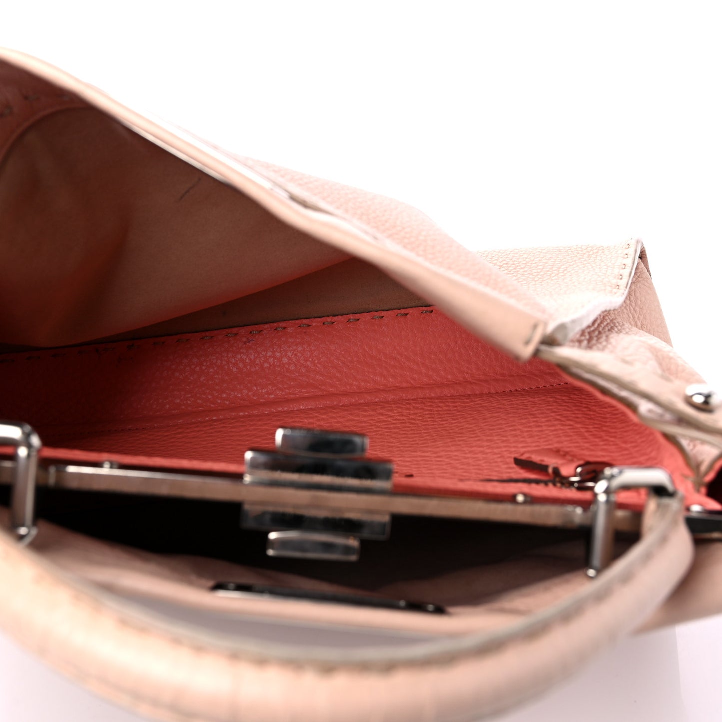 Cuoio Romano Selleria Bi-Color Medium Peekaboo Iconic Satchel Rosa Plaster Pesca