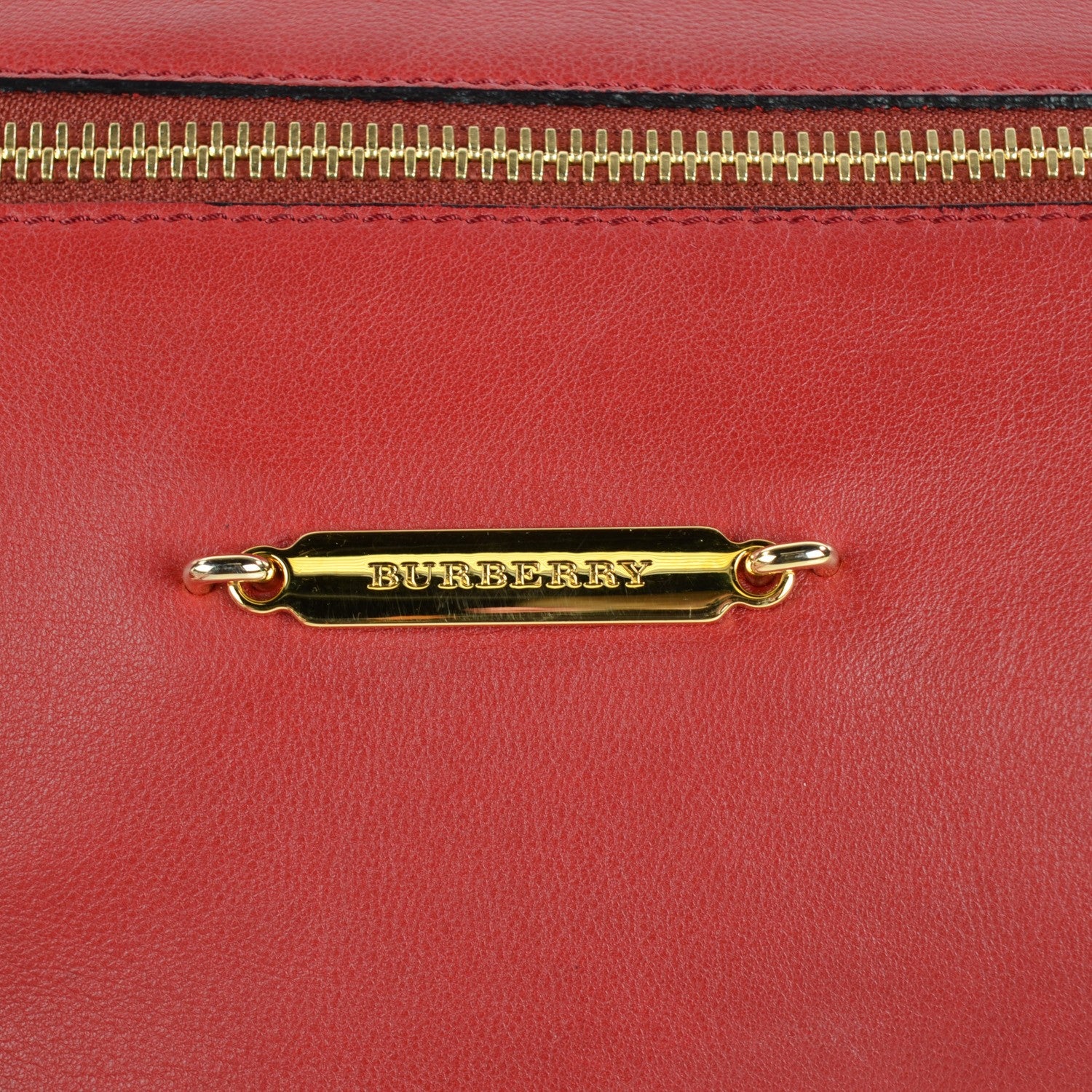 Burberry Soft Calfskin House Check Big Crush Tote Military Red 9 of 9