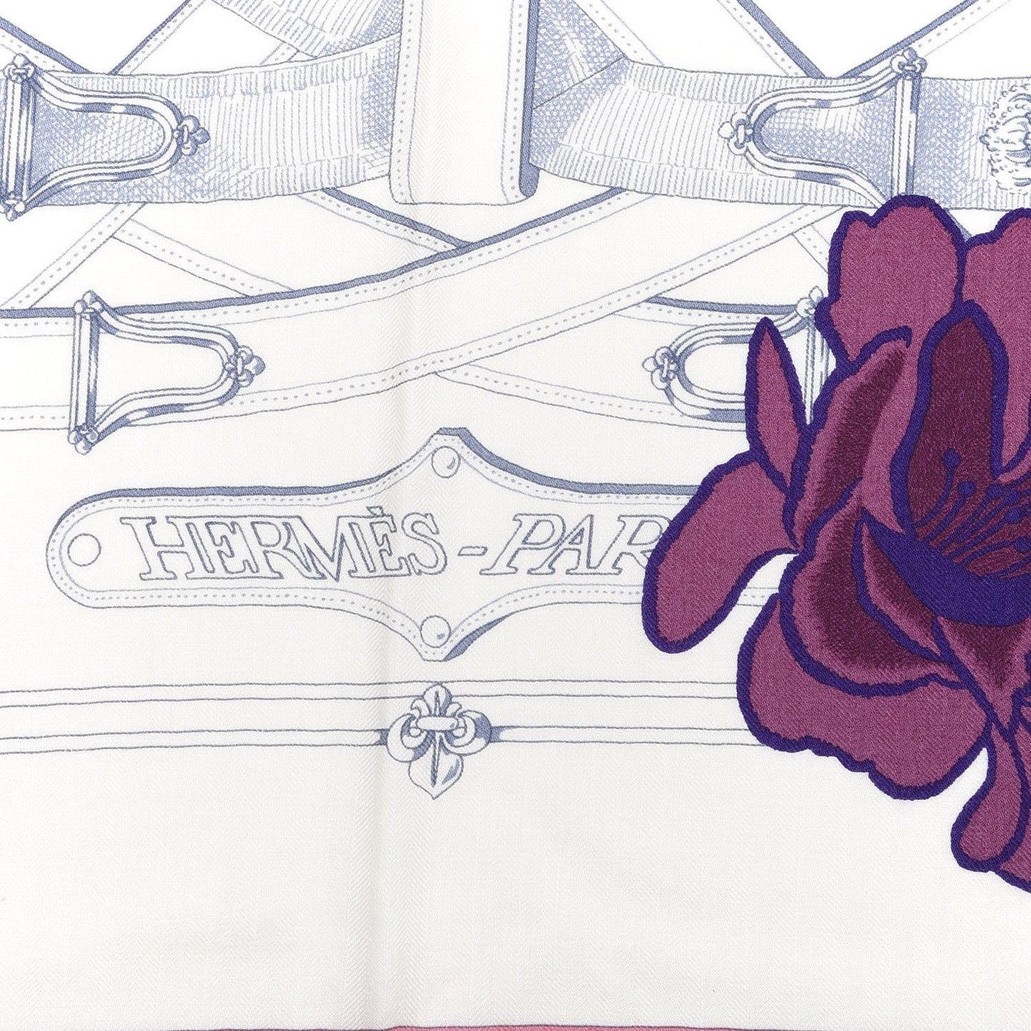 Cashmere Silk Cavalcadour Shawl 140 Blanc Violet Rose