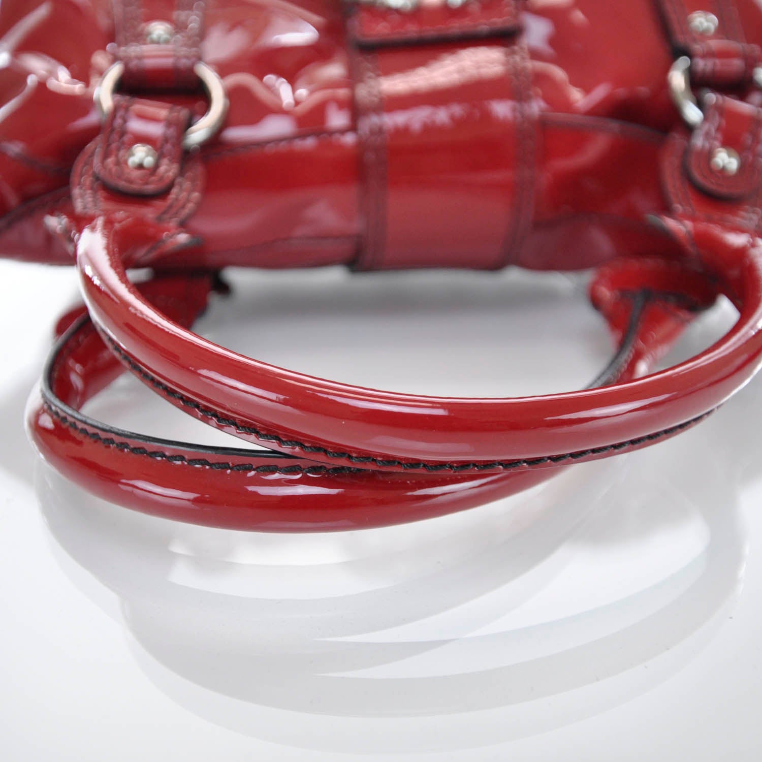 Valentino Garavani Patent Catch Satchel Red 6 of 8