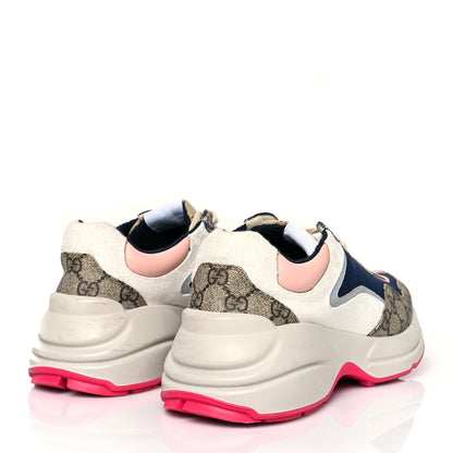 Gucci GG Supreme Monogram Mix Monogram Womens Rhyton Sneakers 40 London Blue Beige Pale Pink 4 of 12
