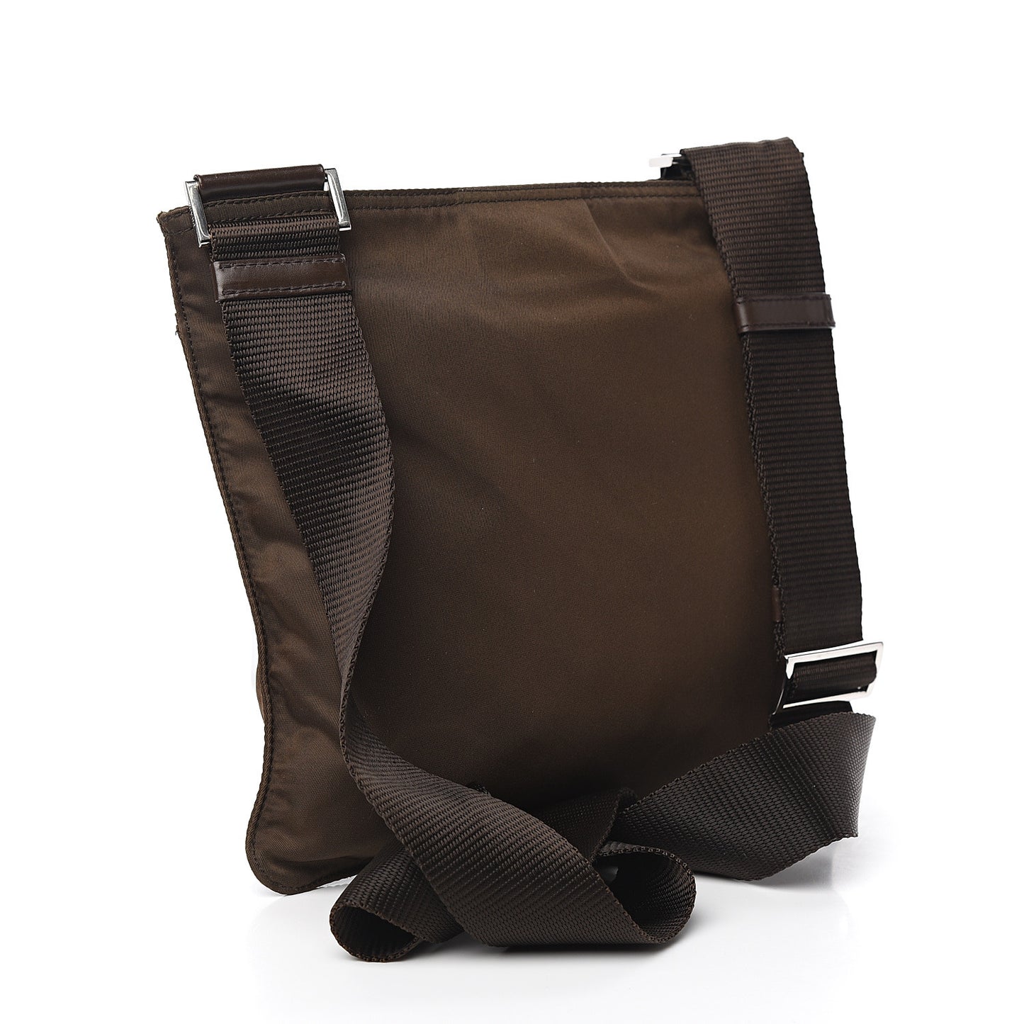 Tessuto Nylon Small Flat Messenger Bag Brown