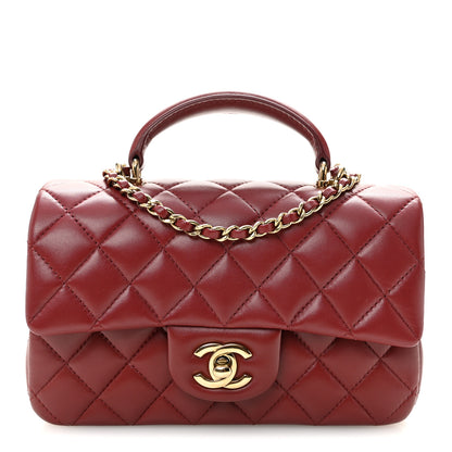 Chanel Lambskin Quilted Mini Top Handle Rectangular Flap Burgundy 1 of 10
