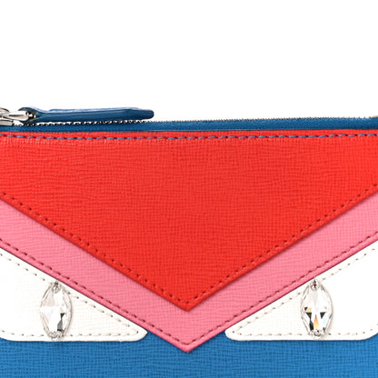 Fendi Vitello Elite Crystal Eye Monster Coin Pouch Key Case Royal Blue Papavero Multicolor 8 of 10