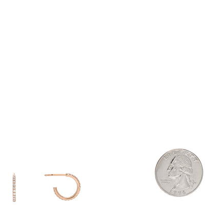 Tiffany 18K Rose Gold Diamond Small Metro Hoop Earrings 2 of 5