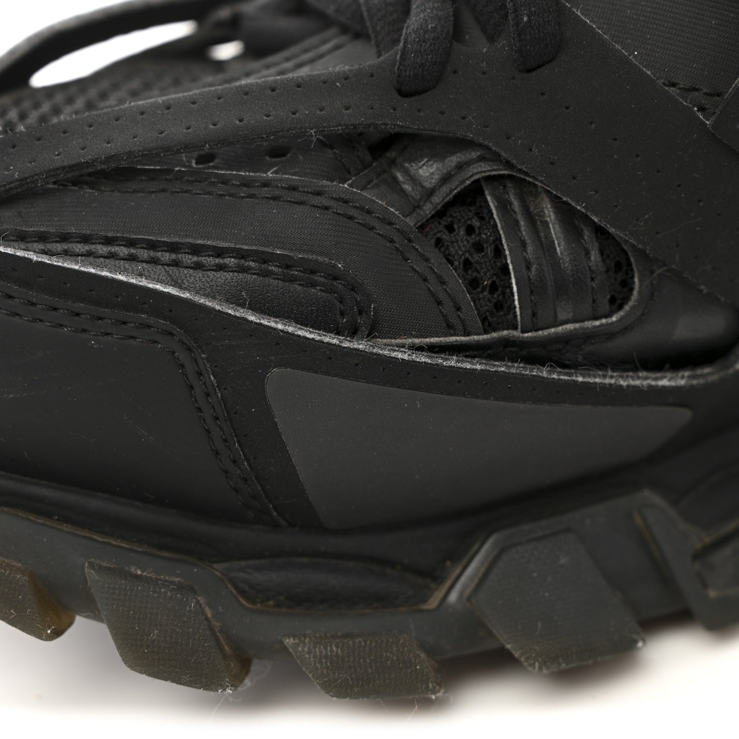 Rubber Mesh Fabric Clear Sole Womens Track Sneakers 40 Black