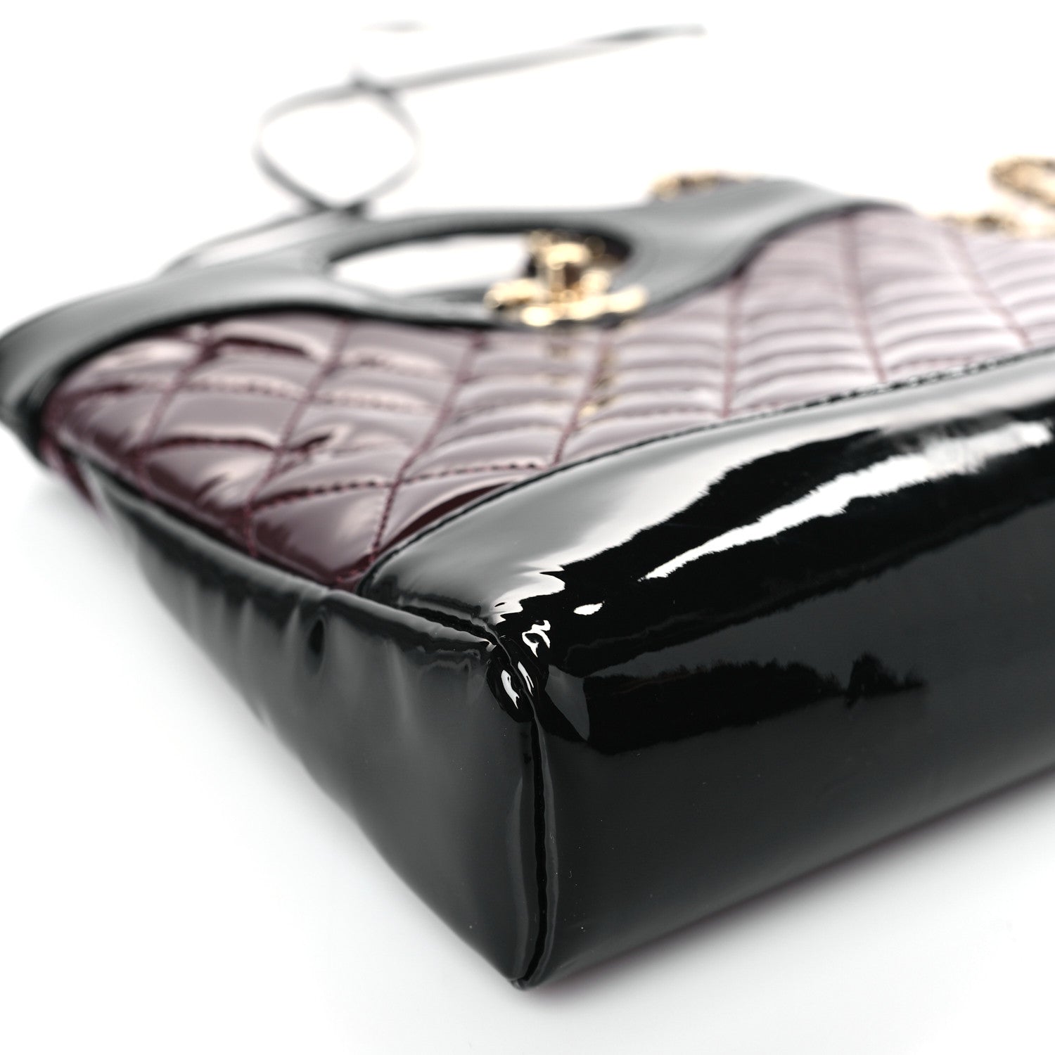 Chanel Patent Calfskin Quilted Mini 31 Shopping Bag Burgundy Black 8 of 9