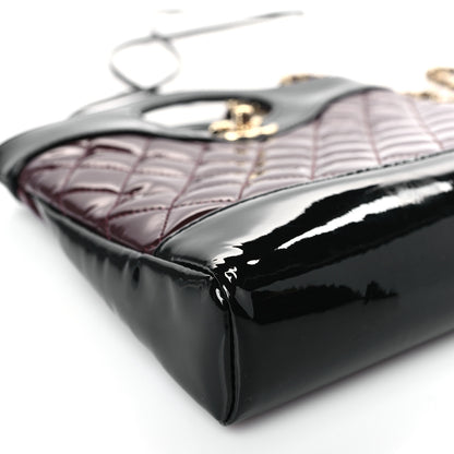 Chanel Patent Calfskin Quilted Mini 31 Shopping Bag Burgundy Black 8 of 9