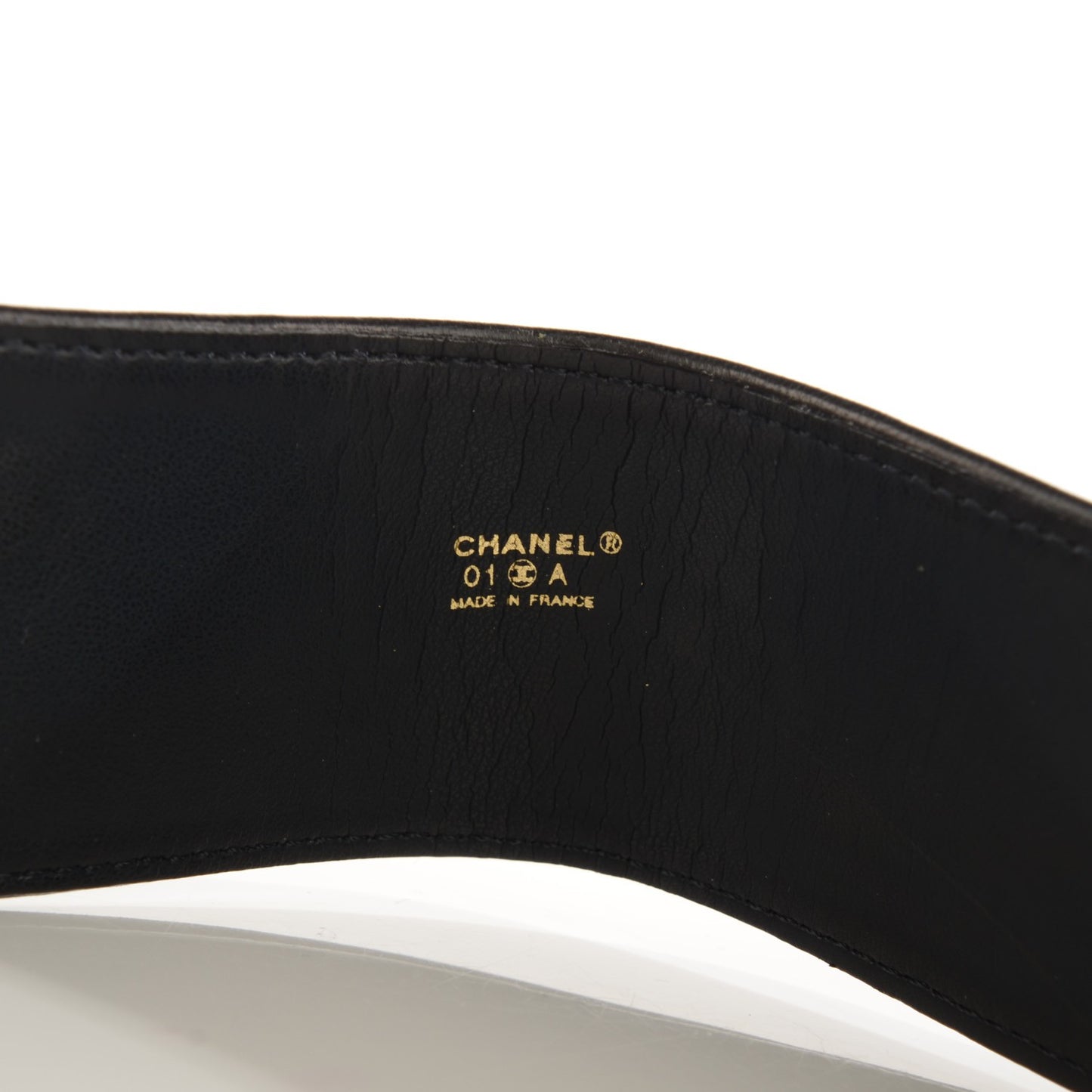 Lambskin Chain Wide CC Belt 80 32 Black Gold