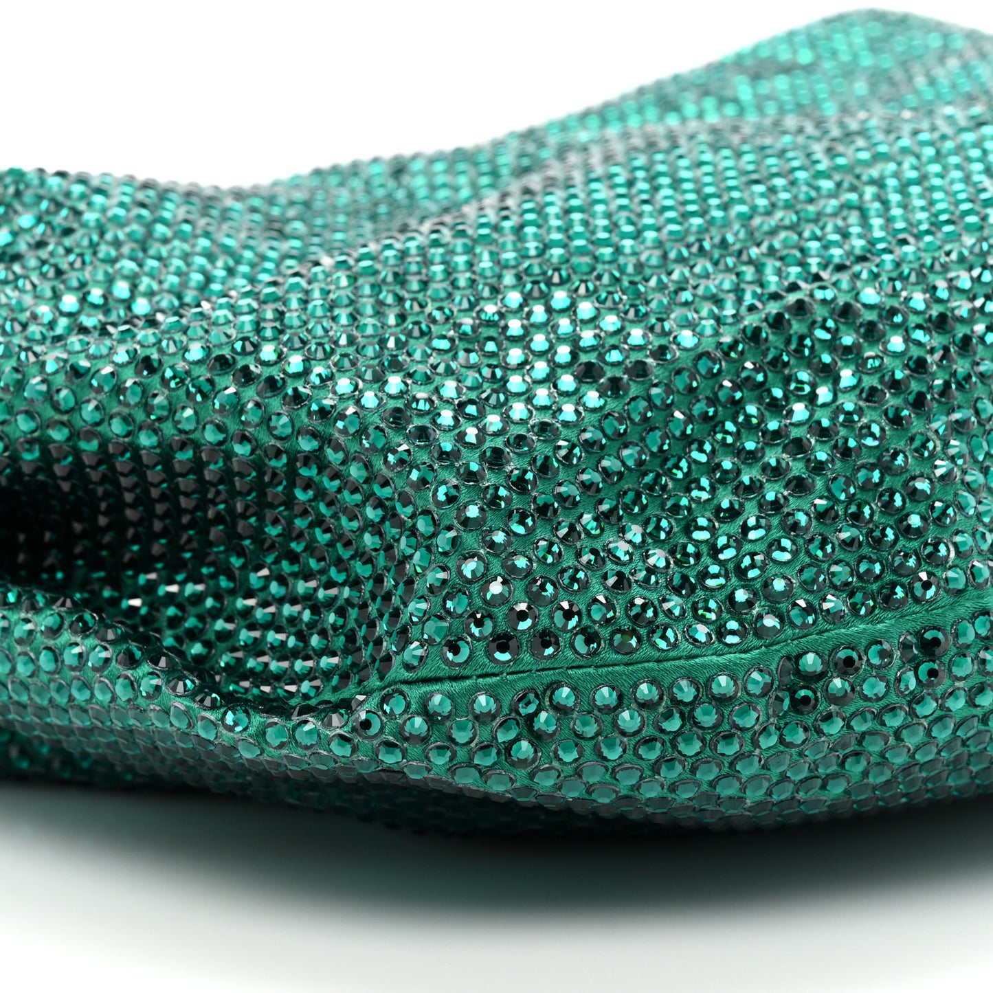 Crystal Embellished Satin Mini Hotfix Jodie Emerald