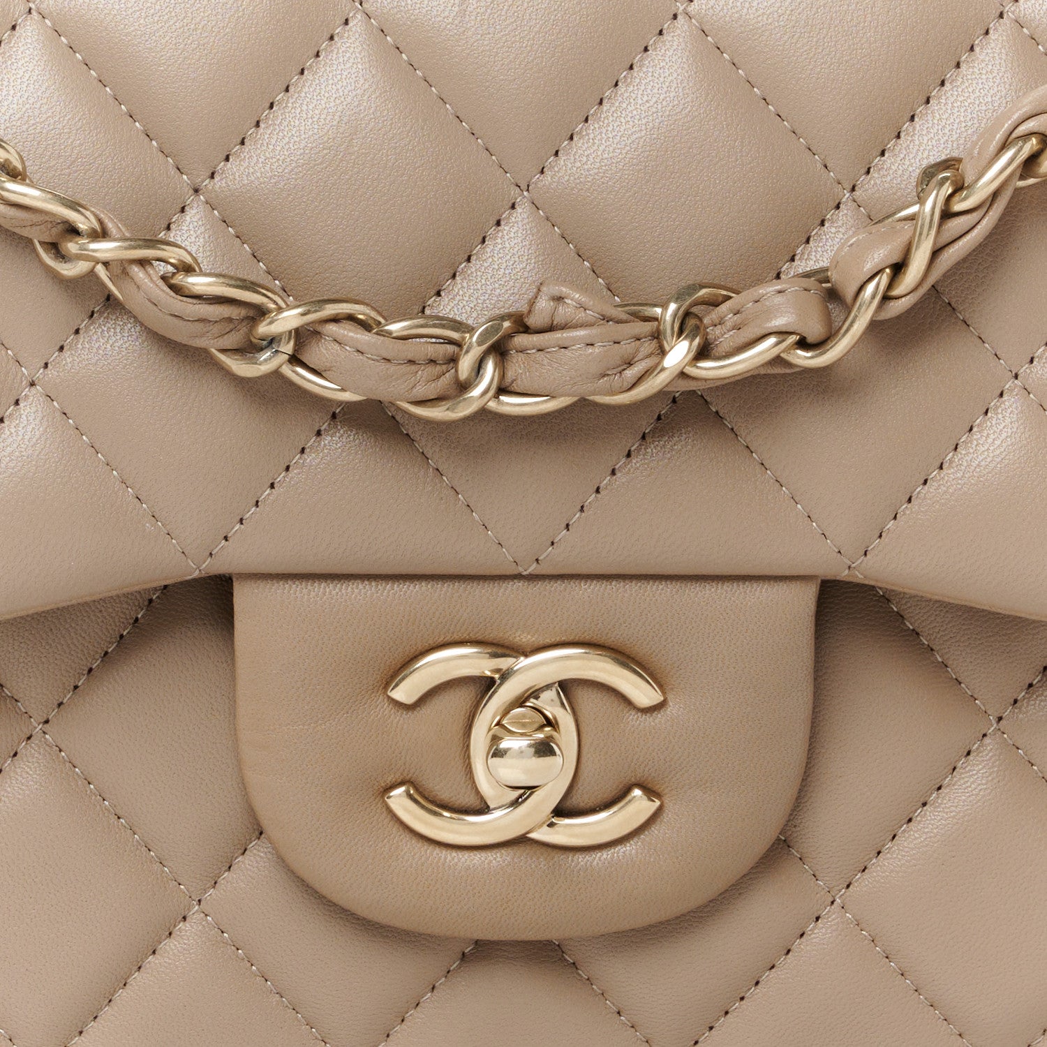 Chanel Lambskin Quilted Jumbo Double Flap Dark Beige 9 of 11