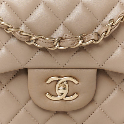 Chanel Lambskin Quilted Jumbo Double Flap Dark Beige 9 of 11